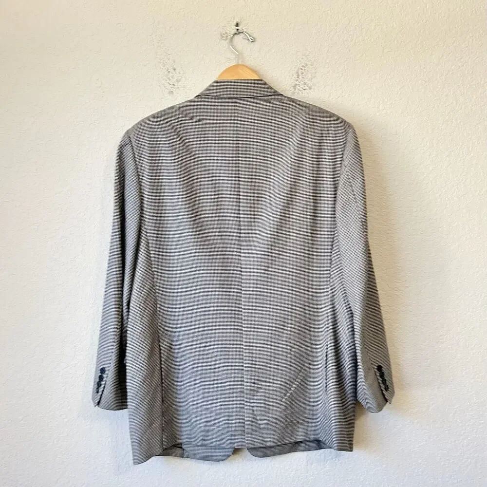 CANALI Blazer Jacket Houndstooth Silk Wool Sport Coat Business Preppy